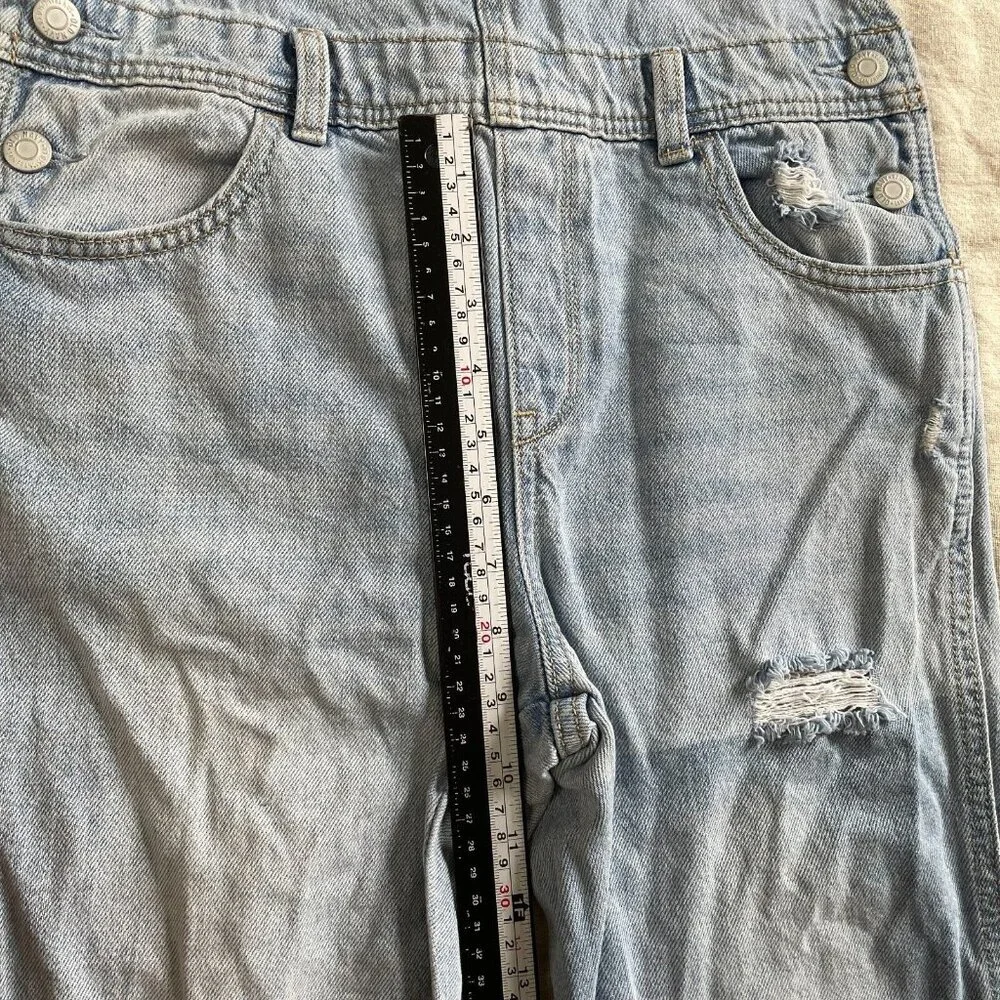 Old Navy Vintage‎ Y2K Denim Bib Overalls Girls L 10-12 Blue Light Wash Relaxed